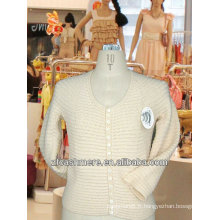 Col rond en cachemire Cardigan beige